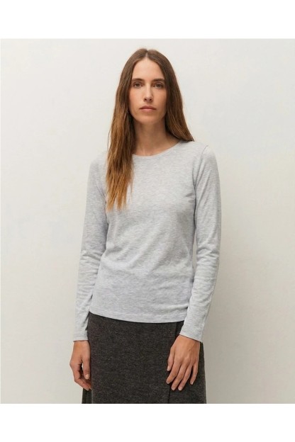 camiseta basica gris manga larga system action mujer