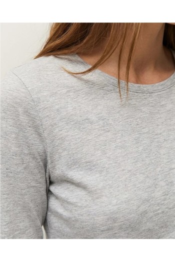 camiseta basica gris manga larga system action mujer