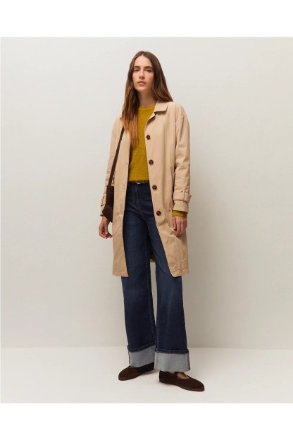 chaqueta trench larga beige mujer system action