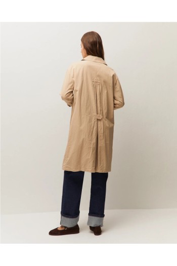 chaqueta trench larga beige mujer system action
