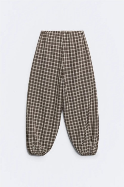 pantalon cuadros bombacho marron luxor checks ese o ese mujer
