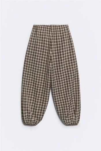 pantalon cuadros bombacho marron luxor checks ese o ese mujer