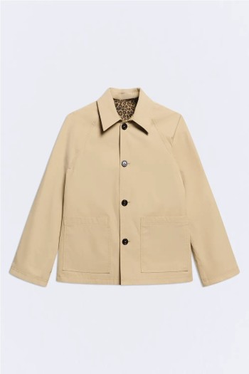 chaqueta camille reversible beige y animal print repelente al agua ese