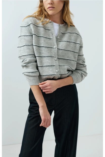 chaqueta de yaya mujer rayas gris