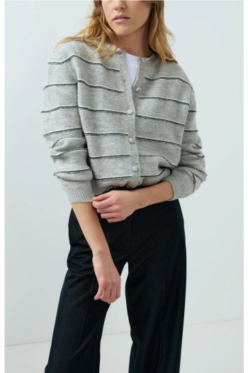chaqueta de yaya mujer rayas gris