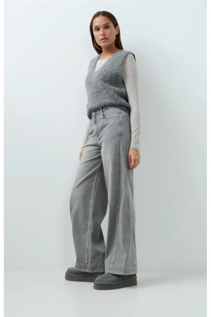vaqueros pernera ancha color gris mujer yaya