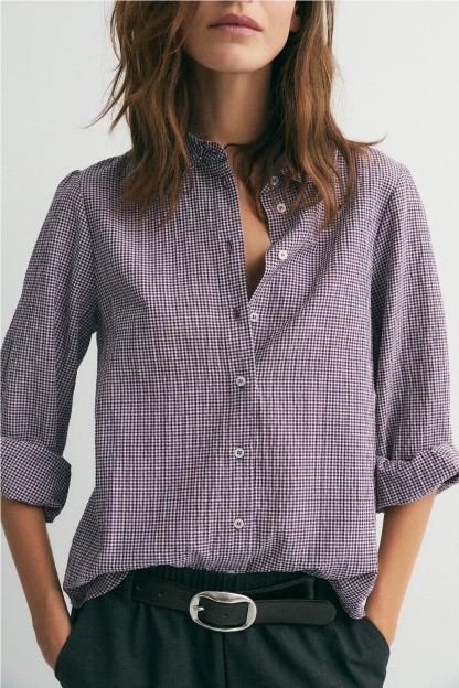 camisa medine vichy mujer granate ese o ese