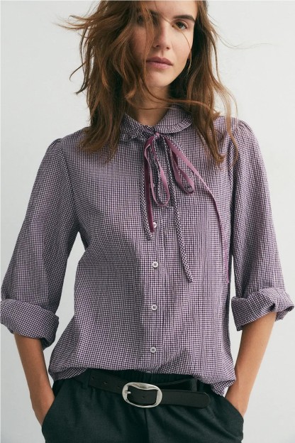 camisa medine vichy mujer granate ese o ese