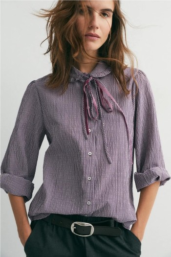 camisa medine vichy mujer granate ese o ese