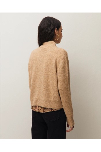 cardigan con lazada en el cuello color beige systemaction mujer