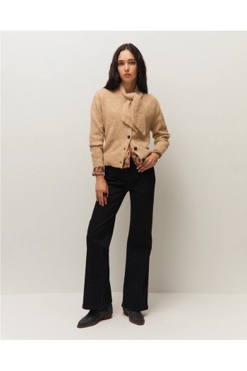 cardigan con lazada en el cuello color beige systemaction mujer