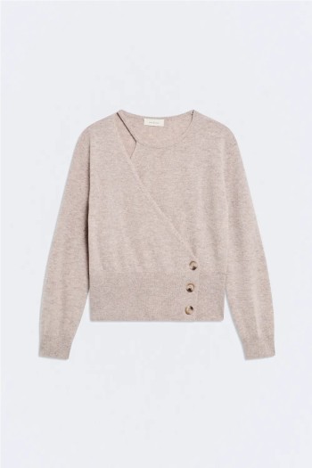 jersey beige giselle con boton lateral ese o ese mujer