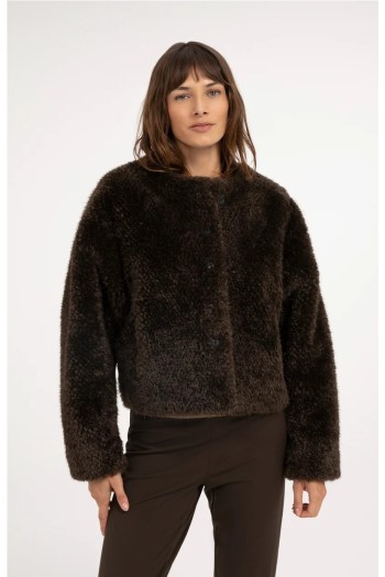 chaqueta corta marron yaya de pelo sintetico