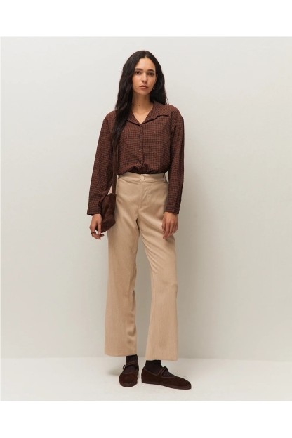 camisa cuadros system marron