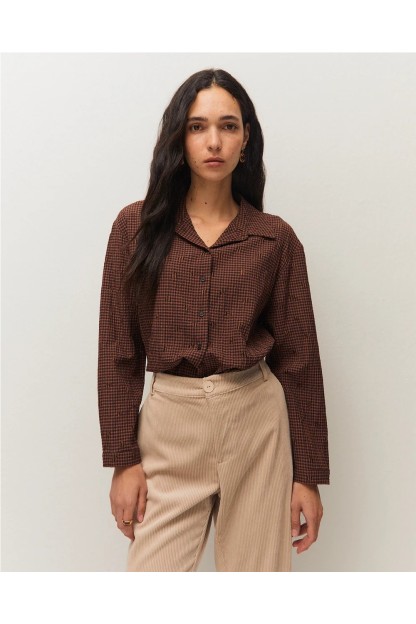 camisa cuadros system marron 2