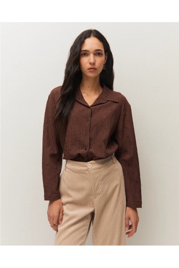 camisa cuadros system marron