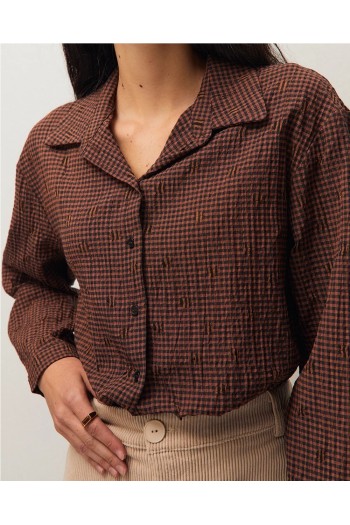camisa cuadros system marron