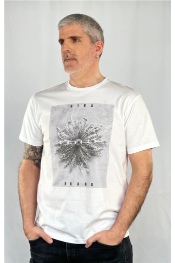 Camiseta manga corta hombre blanca hika
