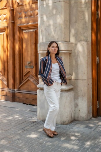 chaqueta hari norfolk ese o ese rayas marron y azul. CHAQUETA HARI NOR