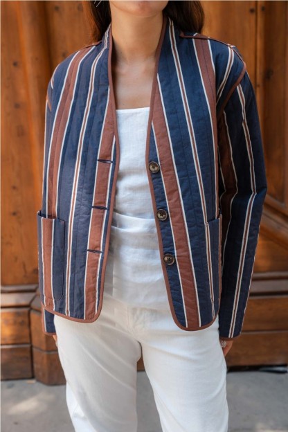 chaqueta hari norfolk ese o ese rayas marron y azul. CHAQUETA HARI NOR