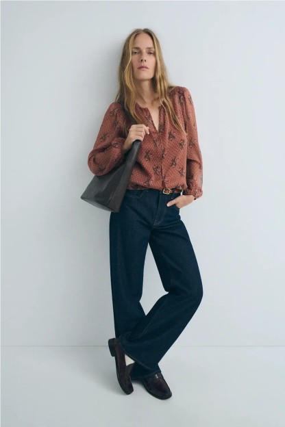 blusa flores ese o ese dorothy manga abullonada