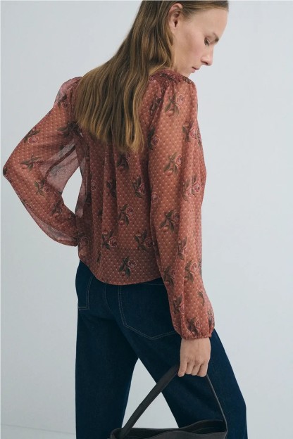 blusa flores ese o ese dorothy manga abullonada