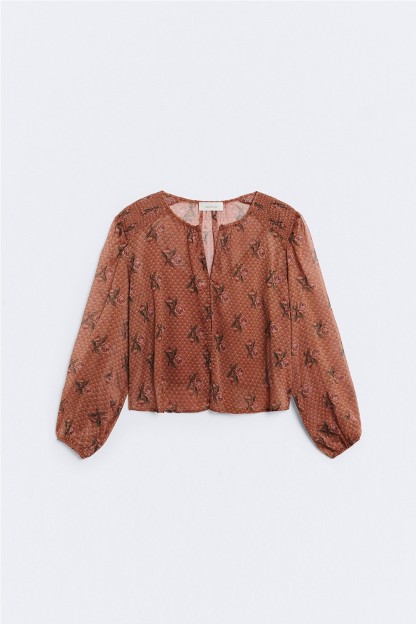 blusa flores ese o ese dorothy manga abullonada