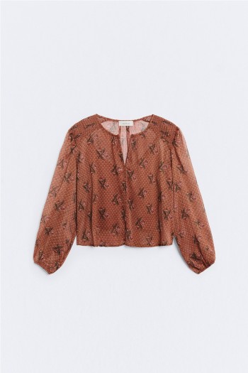 blusa flores ese o ese dorothy manga abullonada