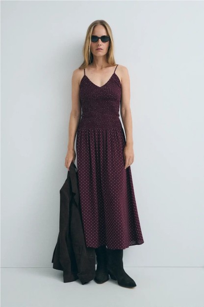 Vestido de mujer topos en granate clementine ESE O ESE