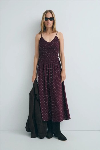 Vestido de mujer topos en granate clementine ESE O ESE