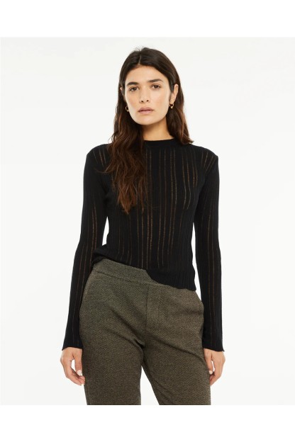 Jersey de mujer escote redondo mujer negro.