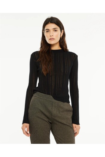 Jersey de mujer escote redondo mujer negro.