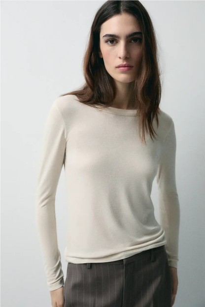 camiseta ese o ese prime lana color beige avena