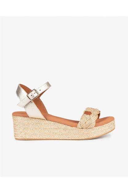 Sandalia baja rafia color dorado de mujer Popa