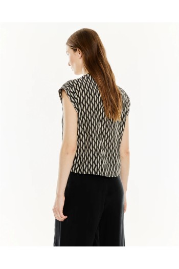 camisa estampada cuello camisera negro y blanco systemaction