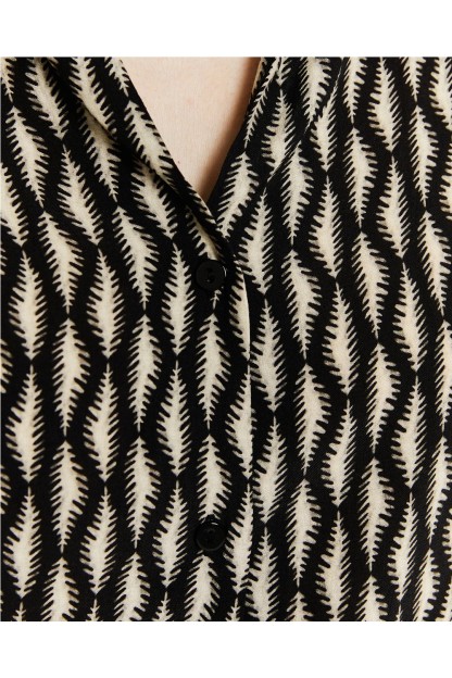 camisa estampada cuello camisera negro y blanco systemaction