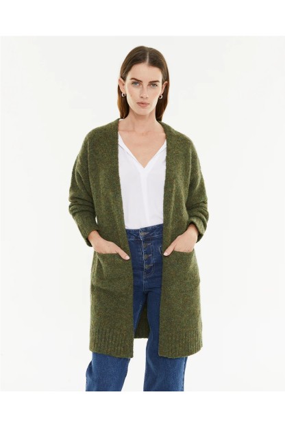 chaqueta larga de punto verde mujer systemaction