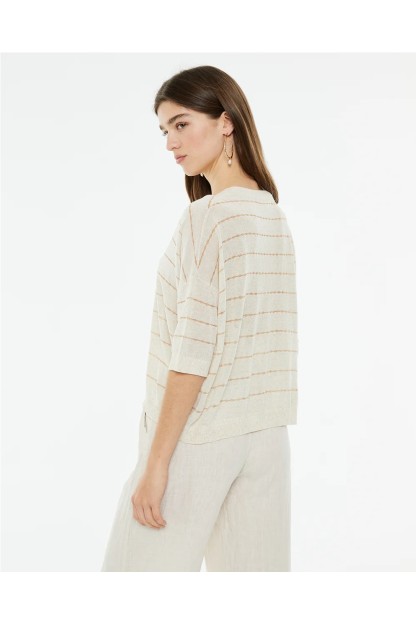 jersey de mujer de rayas beige y lurex systemaction