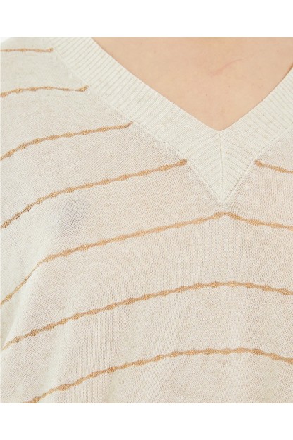 jersey de mujer de rayas beige y lurex systemaction