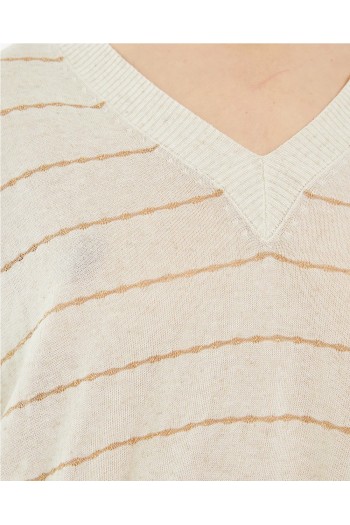 jersey de mujer de rayas beige y lurex systemaction