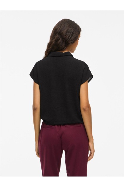 camisa manga corta burdeos y negro vila mujer