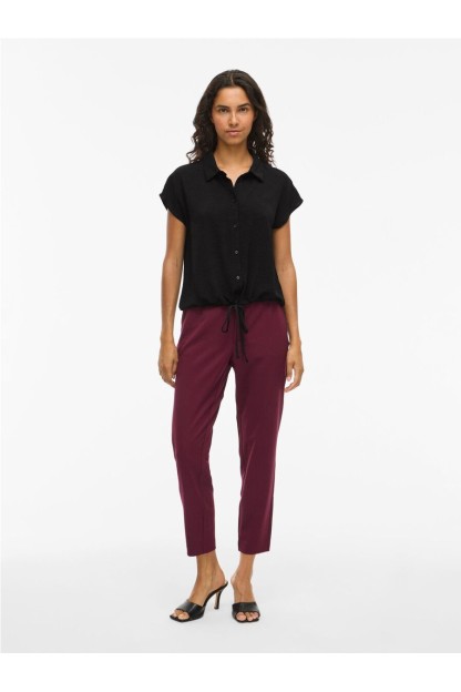 camisa manga corta burdeos y negro vila mujer