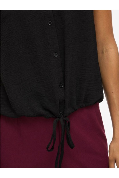 camisa manga corta burdeos y negro vila mujer