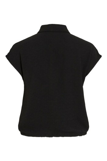 camisa manga corta burdeos y negro vila mujer