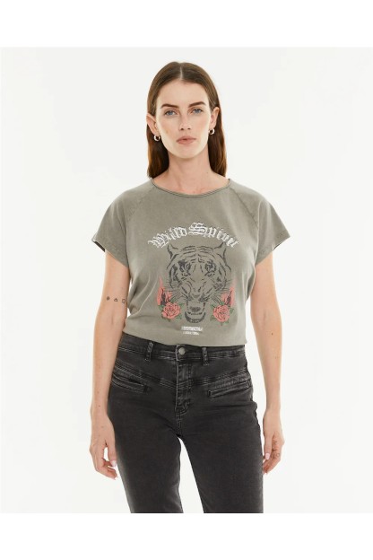 camiseta tigre color gris system action mujer