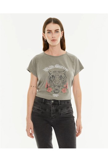 camiseta tigre color gris system action mujer
