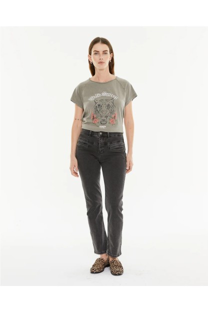 camiseta tigre color gris system action mujer