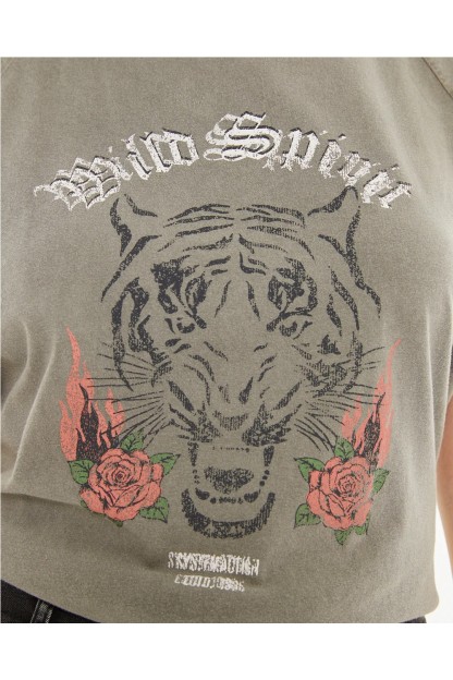 camiseta tigre color gris system action mujer