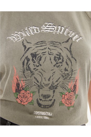 camiseta tigre color gris system action mujer