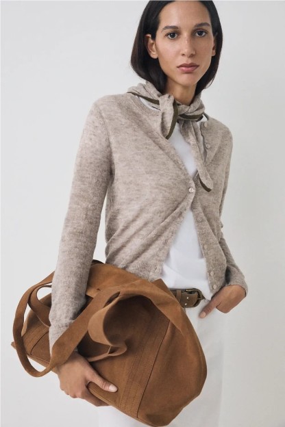 set chaqueta cardigan ese o ese de lana de alpaca mujer con pañuelo tr